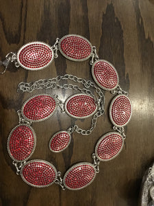 Red rhinestone chain belt