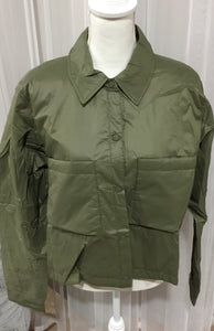 Olive crop padding jacket