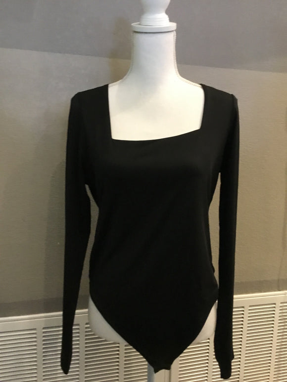 Square neck black bodysuit