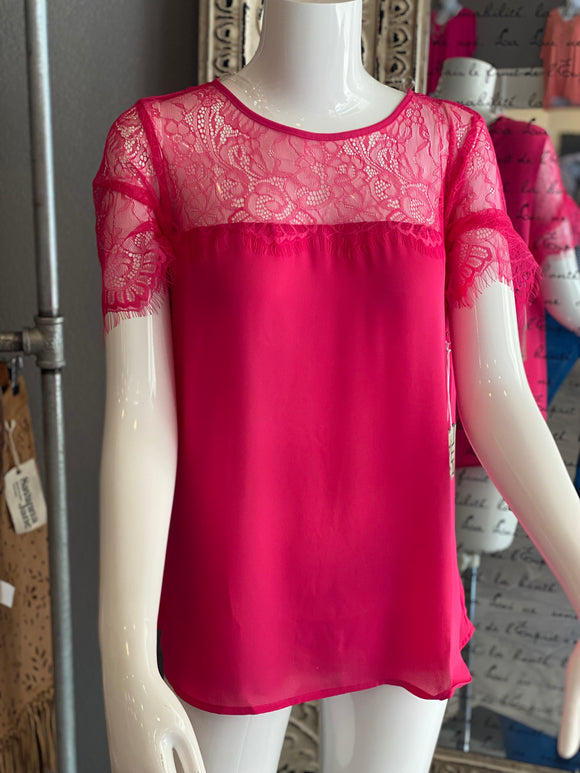 HOT PINK WOVEN BLOUSE